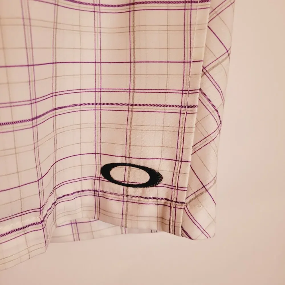 Vintage Oakley white and purple plaid board shorts Size 32 Surfer Retro Beachy